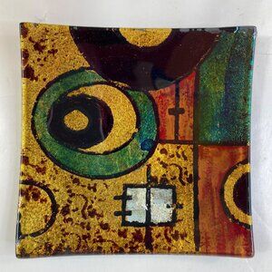 Vintage 1970s Spanish Artistic Abstract 4" Glass Dish